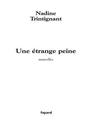 cover image of Une étrange peine